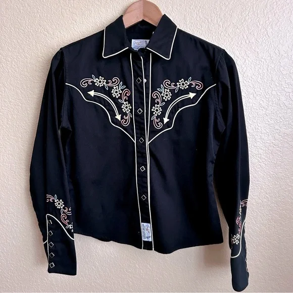 Panhandle Slim Retro Western Wear Long Sleeve Button Down Embroidered Shirt - Picture 1 of 7